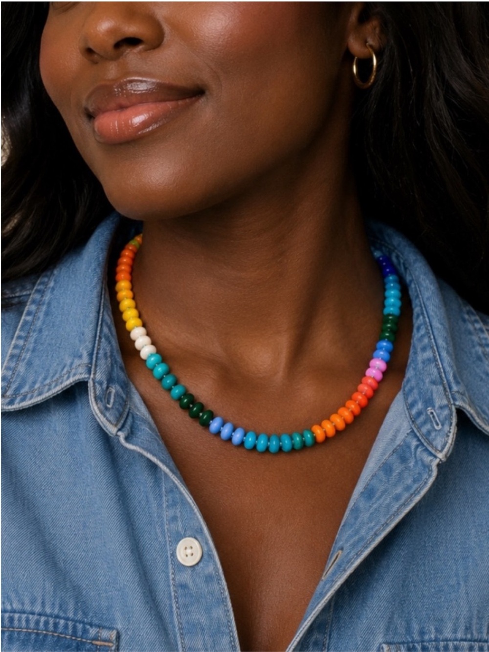 New! Colorful Preppy Y2K Beaded Necklace NWOT 5026